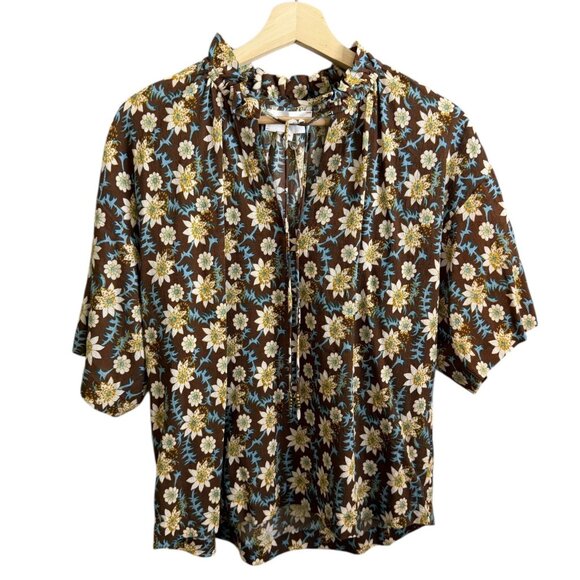Xirena Womens Floral Meadow Blouse Brown XS NWT Cottagecore Romantic Boho - Picture 1 of 6